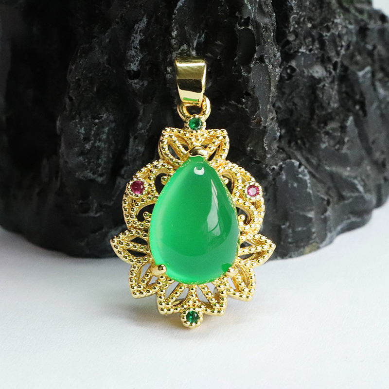 Picture of Xinyu Ice King Green Chalcedony Pendant Agate Necklace National Tide Jewelry Factory Wholesale MN4012302