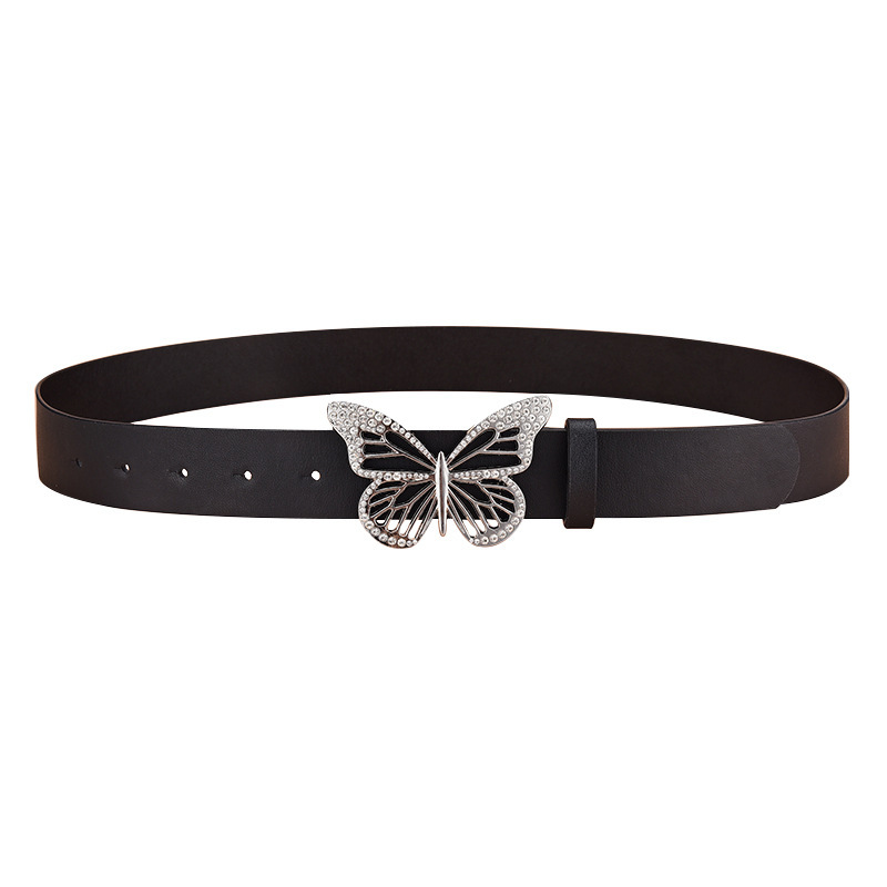 Korean Style New Belt for Women, High-End, Versatile Butterfly Snap Button Y2K Jeans, Summer Niche Women's Pu Belt