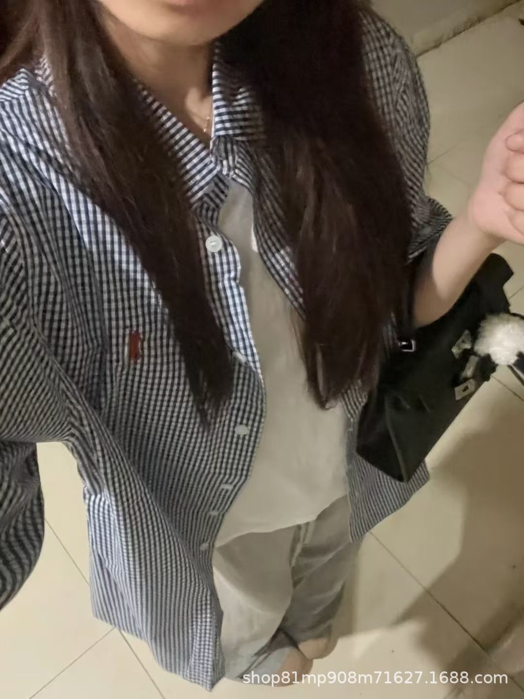 Vintage American Style Lazy Style Long-sleeved Plaid Shirt Women's Loose Mid-length Casual Design Sunscreen Coat Women's Hugh