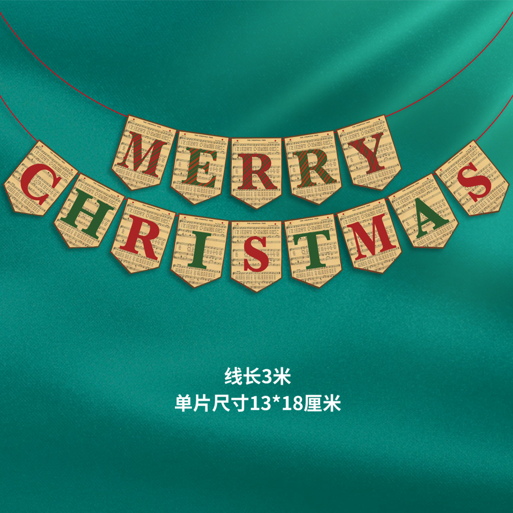 Picture of Christmas Decorations Christmas Pull Flag Hanging Flag Holiday Banner Party Decoration Paper Cartoon Christmas Pull Flower String Flag