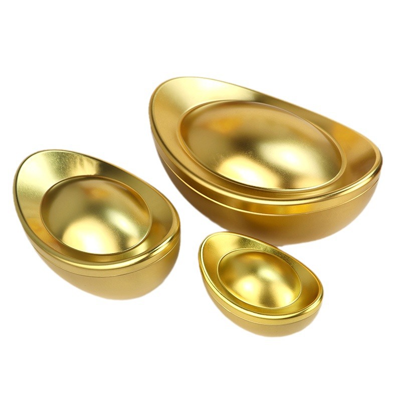 Picture of Factory in stock gold ingot moon cake iron box Mid-Autumn moon cake gift box 4 sets of matching public tin box packaging