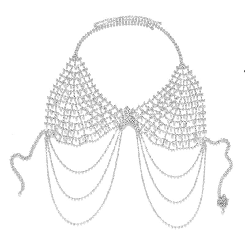 Cross-border Amazon European and American Women's Sexy Body Chain Jewelry Metal Chest Chain Rhinestone Bikini Bra Accessories