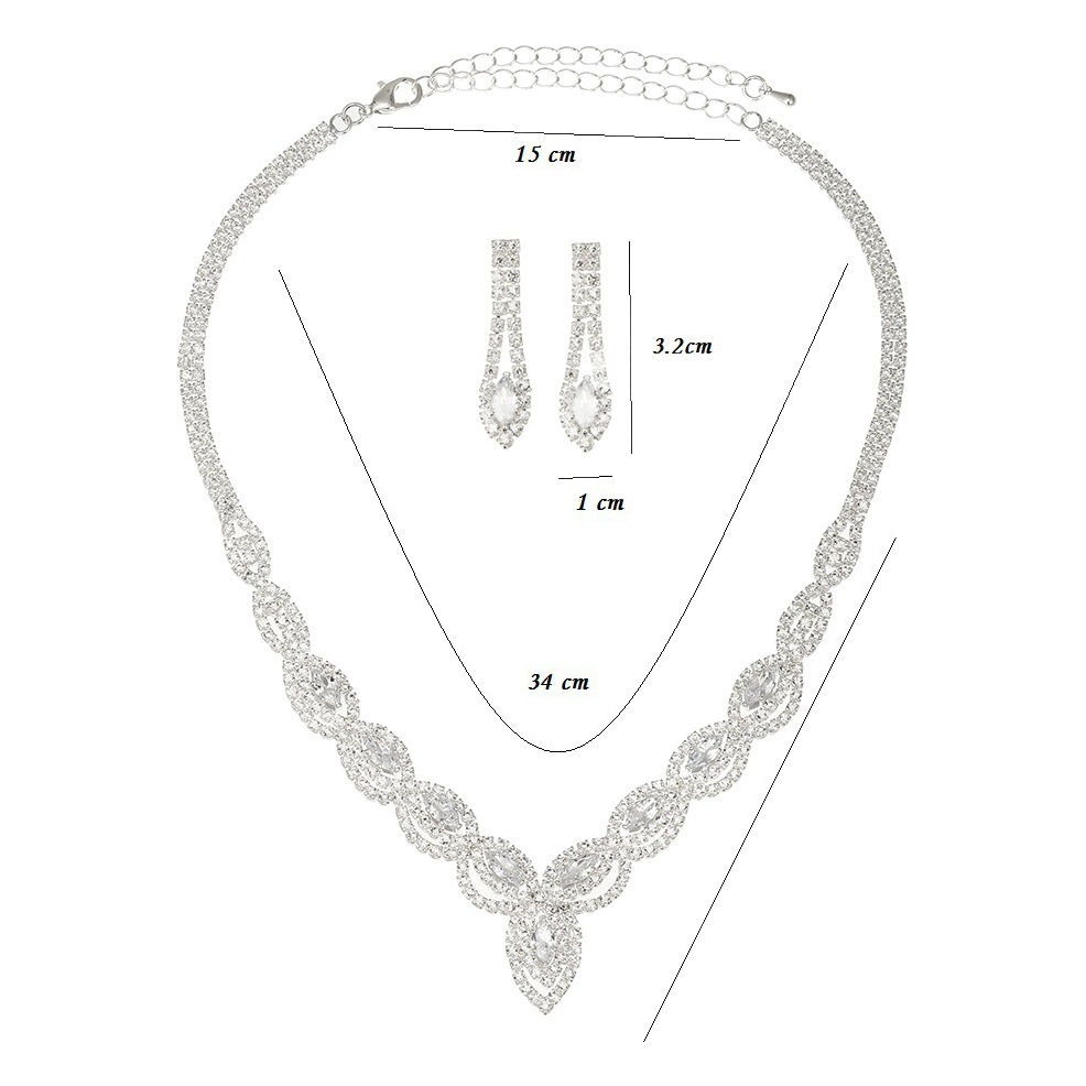 Autumn New Hot Necklace Earrings Bracelet suit High-end Wedding Bride Bridesmaid Jewelry Full Diamond Zircon Wholesale