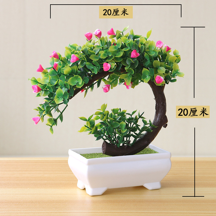 Picture of Sakura Snowball Simulated Plant Potted Grass Ball Bonsai Small Tree Home Decoration Flower Ornament Creative Mini Small Round Ball