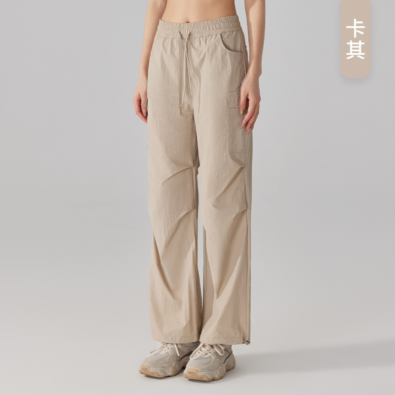 Picture of New Waterproof Crock Pants Women's Spring and Summer 2025 Outdoor Mountaineering Sports Russ American Style Wide Leg Windproof Pants for Women