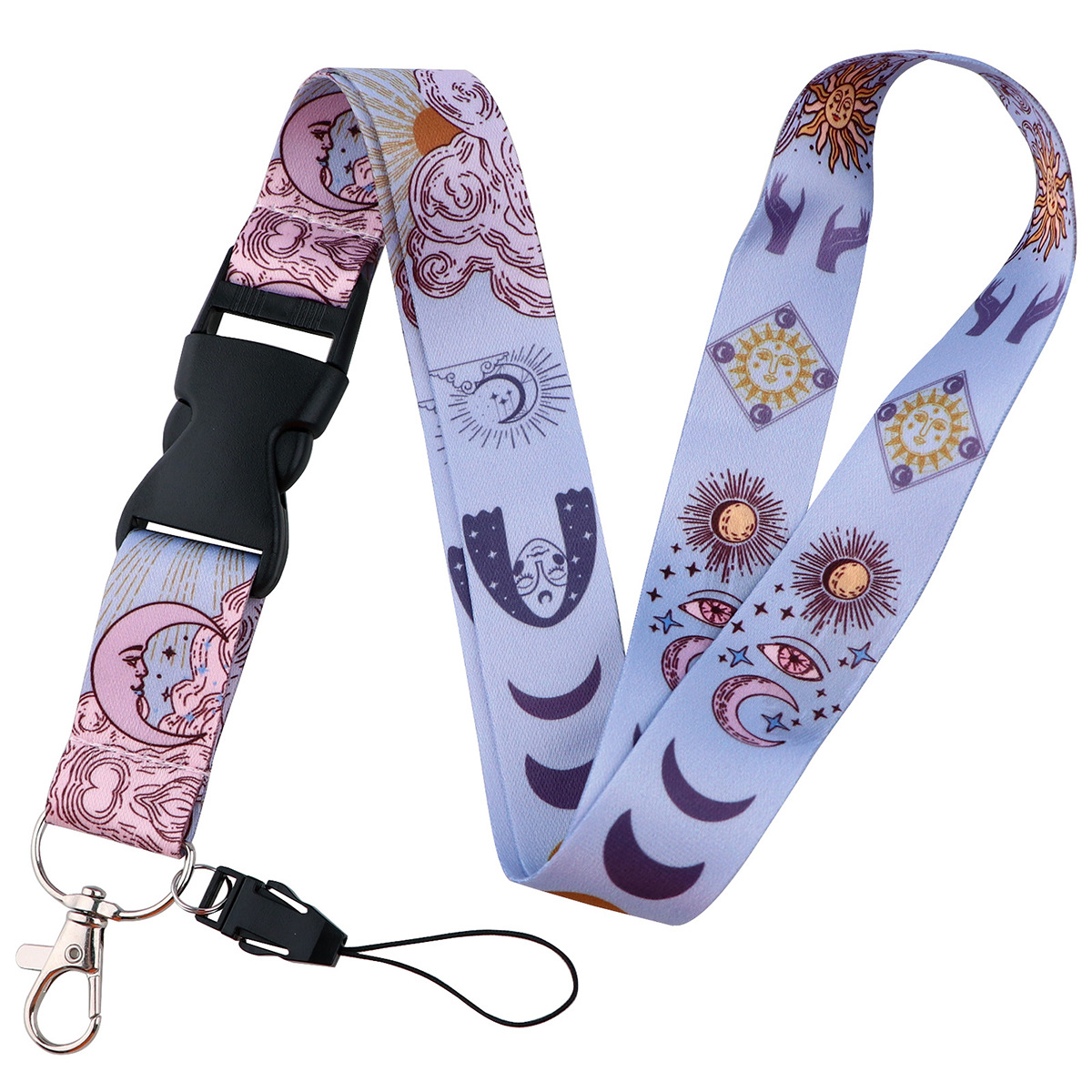 Picture of Buckle Rainbow Butterfly Moon Lanyard Card Set Ribbon Student Hanging Rope Cartoon Animal Combination Work Card Mobile Phone Rope
