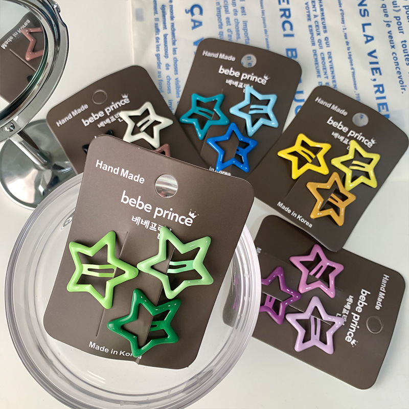 Picture of New color star hairpin suit multi-color series sweet not hurt hair side clip five-pointed star cute broken hairpin BB clip