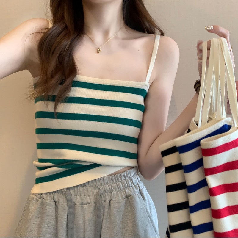 South Korea Dongdaemun Korean style camisole women's summer striped inner wear sweet and spicy outer wear all-matching tube top