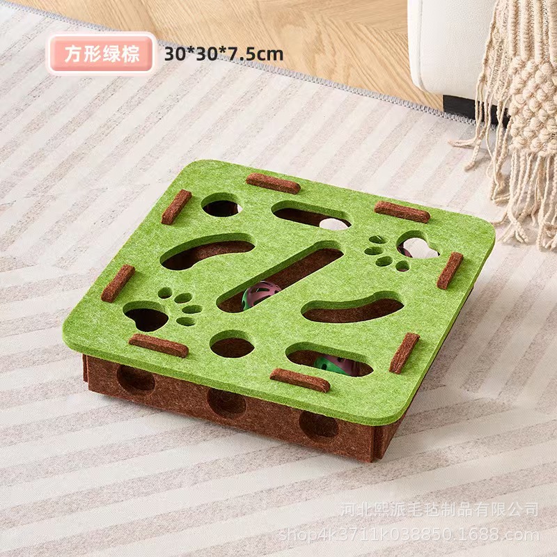 Pet Cat Boredom Relief Toy, Cat Self-Pleasure Artifact, Claw Grinding Felt, Cat Teasing Box, Educational Bell Ball, Soundproof Cat Nest