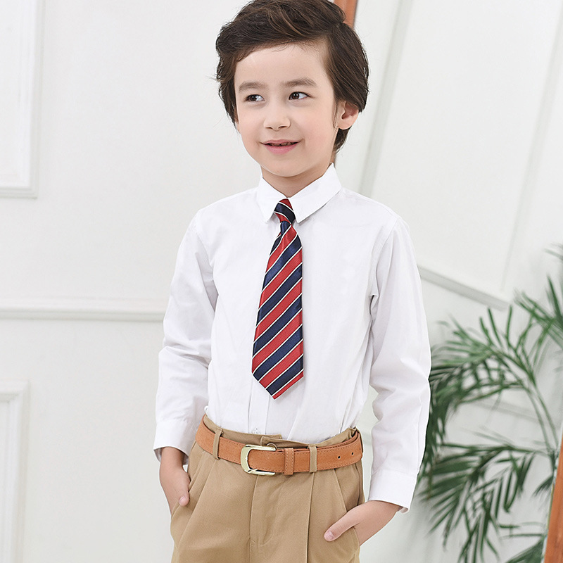 Picture of Boys white shirt long sleeve cotton children's primary school uniforms children's white shirt costumes a generation of hair