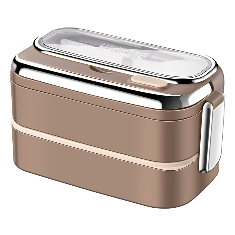 Picture of 304 stainless steel insulated lunch box office worker lunch box student insulated box double compartment lunch box wholesale