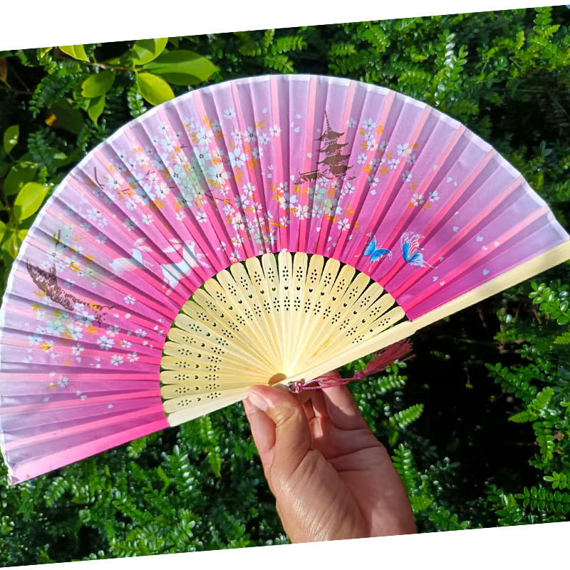Picture of Folding Fan Bamboo Ancient Fan Student Girl Chinese Style Small Fan Scenic Spot Export Wholesale Retail Gift Decorative Fan