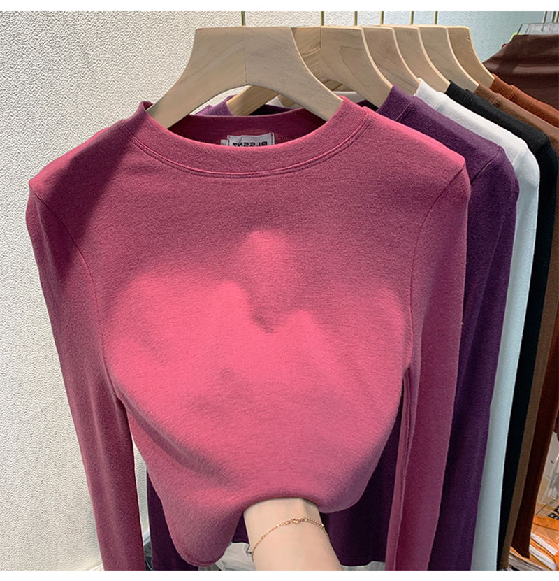 Picture of Derong Long-Sleeved Shirt for Women in Autumn and Winter New Style Fleece-Lined and Thickeneded Half Turtleneck Bottoming Shirt for Women with Western Style Top