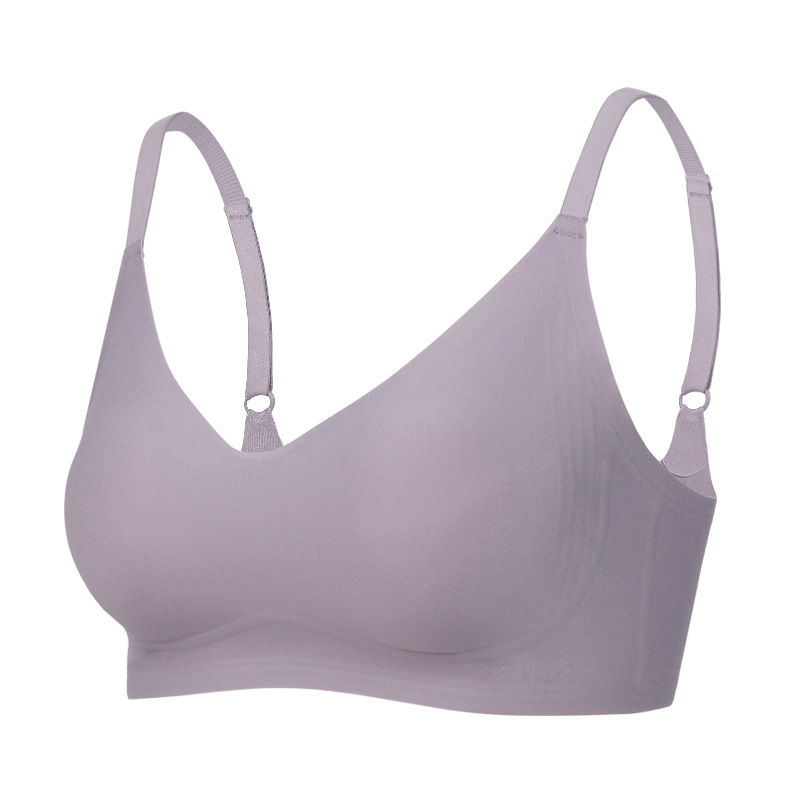 Picture of 7A Antibacterial Semi-Fixed Cup V Neck Rabbit Ear Cup Thin Jelly Seamless Underwear Big Breast Revealing Small Adjustable Bra