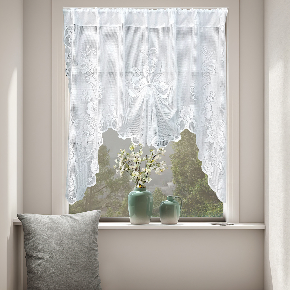 Cross-border Butterfly Pull-out Curtain Warp Knitted White Lace Curtain Gauze Curtain Bay Window Kitchen Partition Door Curtain TEMU Daifa
