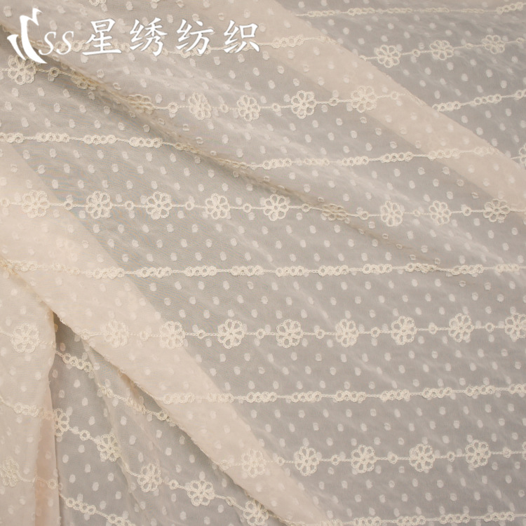 Polka Dot Jacquard Chiffon Vertical Circle Lantern Plum Blossom Chiffon Embroider Fabric Women's Dress Sun Protection Clothing Fabric