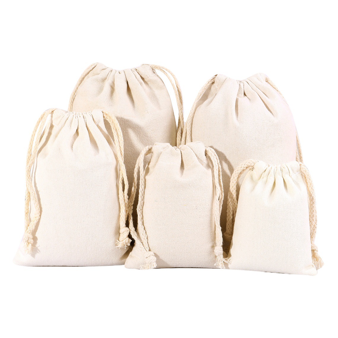 Blank canvas bundle pocket wholesale drawstring flour rice flour rice packaging bag this white canvas bag printed logo