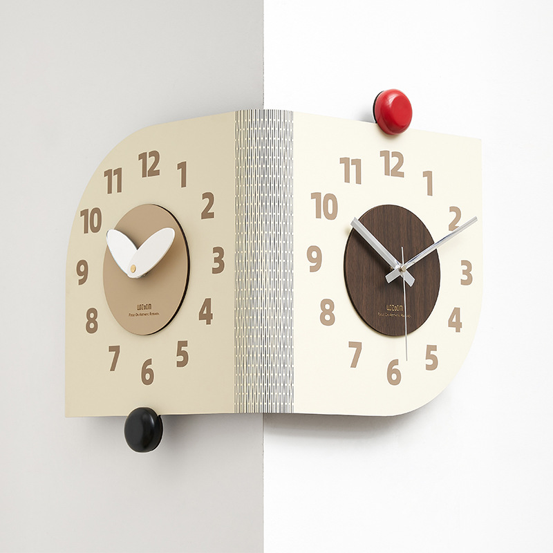 Wozoom Double-Sided Corner Wall Clock 2024 New Living Room Simple Corner Creative Clock Decorative Wall