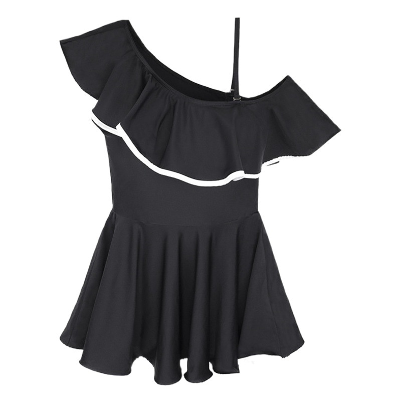 2023 New Korean Style Belly-Covering Slimming Sexy Conservative Beach Hot Spring One-Shoulder Ruffled One-Piece Women's Swimsuit