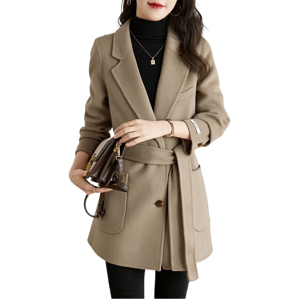 Hepburn Style Woolen Coat Women's 2024 New Autumn Elegant Simple Commuter Dress Collar Woolen Coat