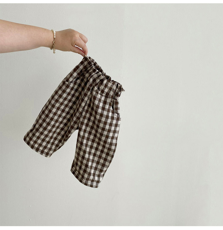 Picture of 2024 Spring & Fall New Korean Style Kidsren's Clothing for Boys and Girls, Cotton Plaid Casual Pants, Kidsren's Pants, Baby Outer Wear