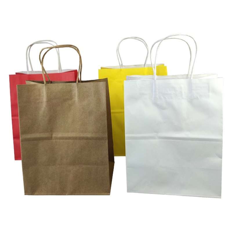 in stock kraft paper tote bag clothing shoes packing bag film bag bread catering take-out packing bag