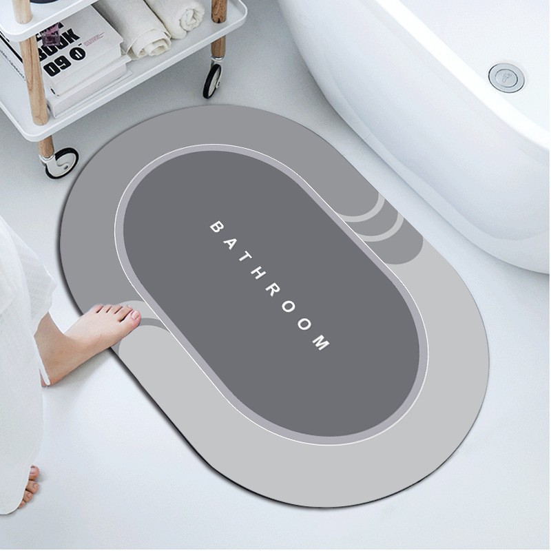 Simple Nordic Diatom Mud Soft Mat Bathroom Water Absorbent Quick-drying Foot Mat Oval Floor Mat Entry Door Mat