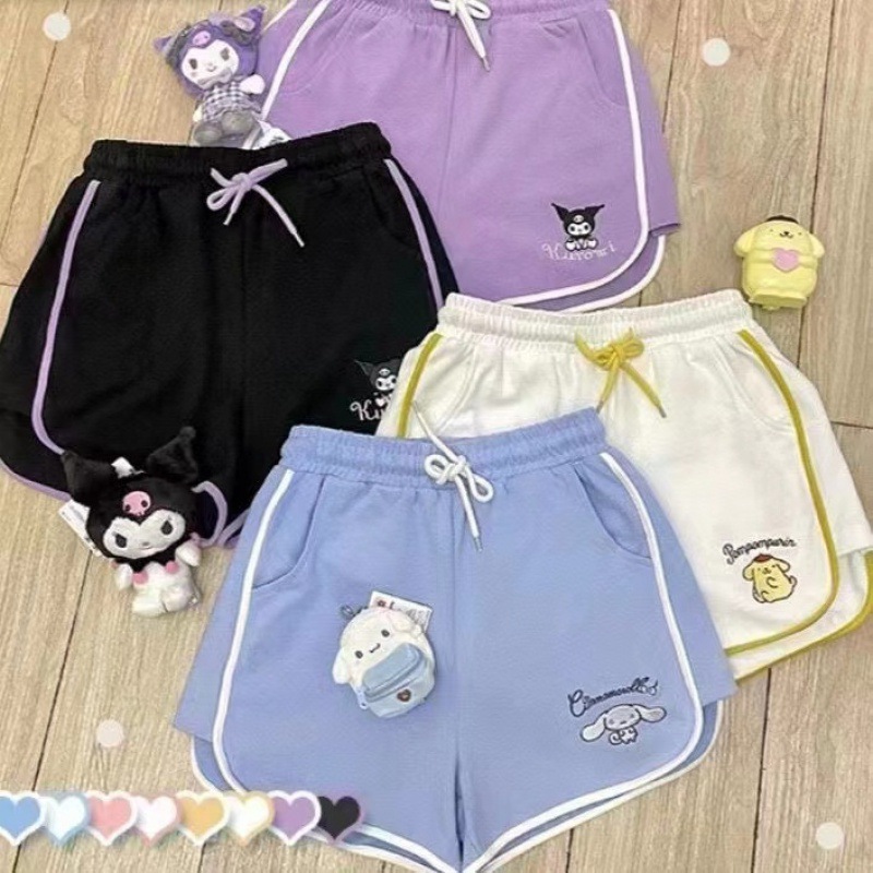 2024 Fish Scale Cotton Taiwan Thailand Cross-border Summer New Cartoon Embroidered Japanese Moe Girl Sports Shorts
