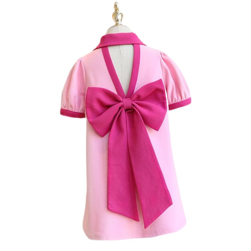 Picture of Girls' Fashionable Dresses 2024 Summer New Children's Cute Short-Sleeved Skirts Girls Bow Princess Dresses Trendy