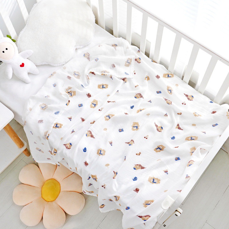 Picture of Double-Layer Bamboo Cotton Summer Gauze Quilt Baby Newborn Bath Towel Blanket Muslin Gauze Wrap