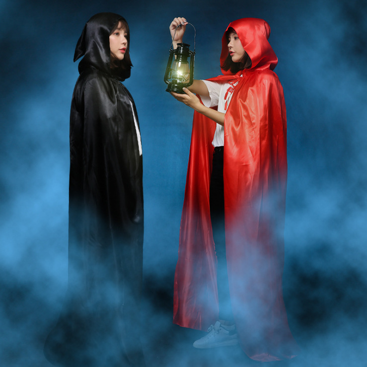 Unisex Halloween Costume Cloak Witch Demon King Cloak Vampire Shawl Pointy Hat