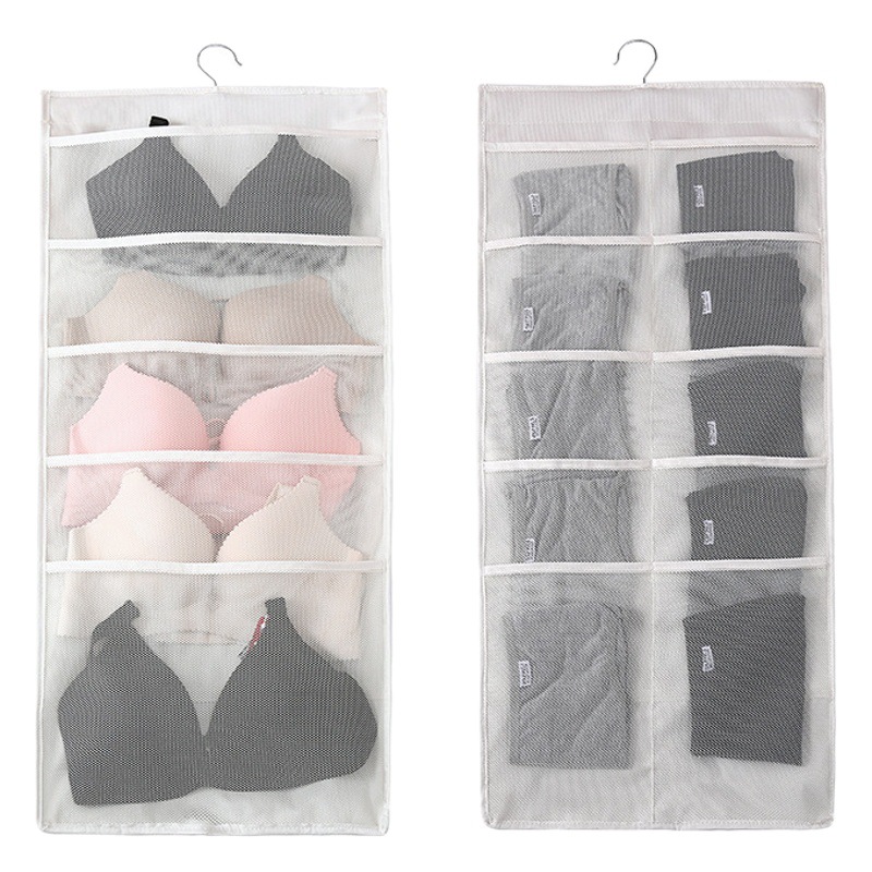 Fabric Wall Hanging Underwear Storage Bag Socks Storage Hanging Bag Home Wardrobe Hanging Underwear Double-Sided Storage Bag Wholesale