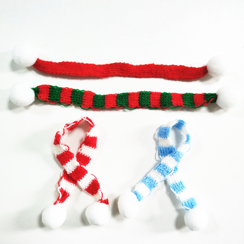 Picture of Christmas Mini Scarf Cloth Wool Small Scarf Wine Bottle Hat Doll Drink Cup Small Hat Stripesd Colorful Pattern