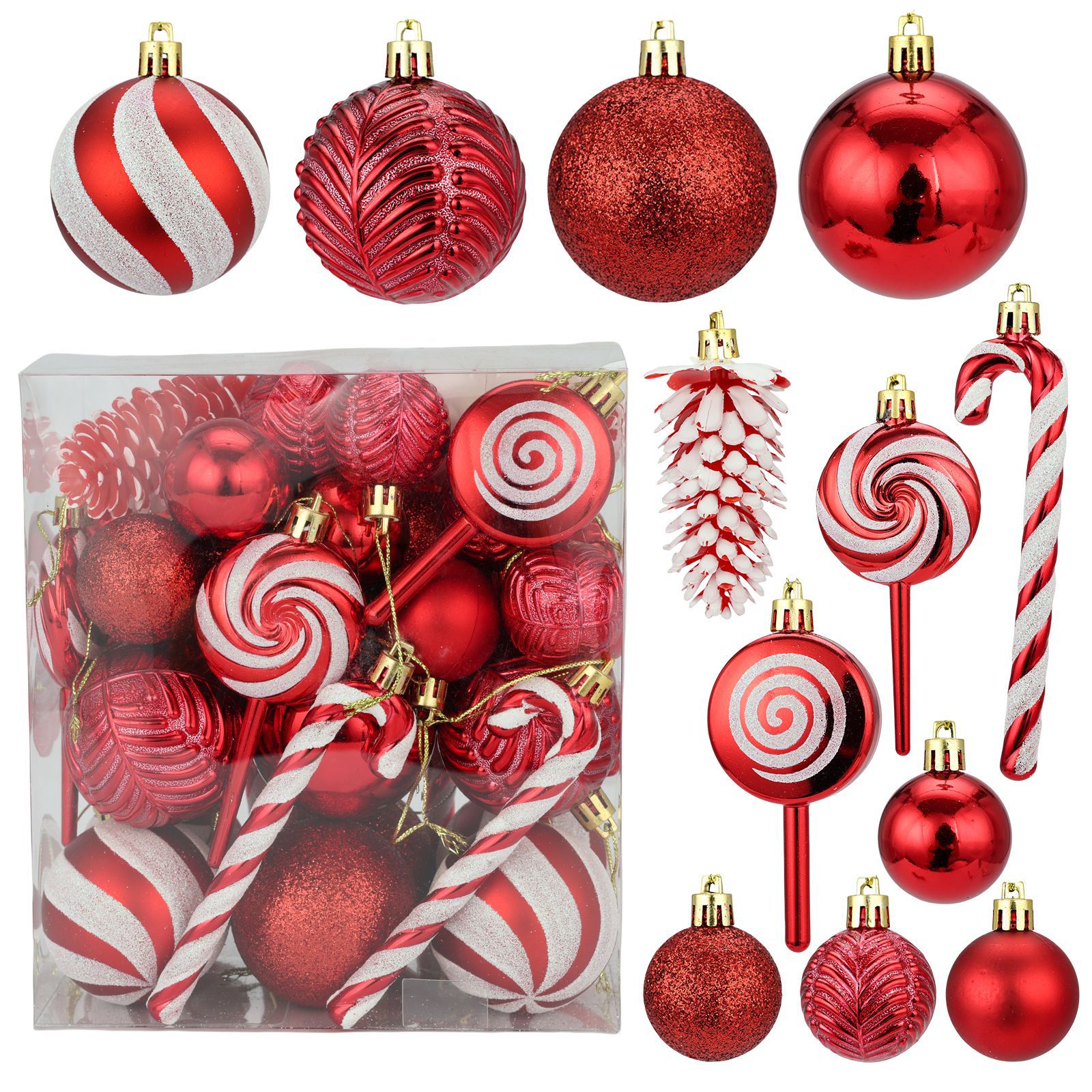 Dragon Tiger 6cm/4cm40 Piece Set Christmas Ball Christmas Pendant Gift Box suit Christmas Tree Accessories Christmas Decoration