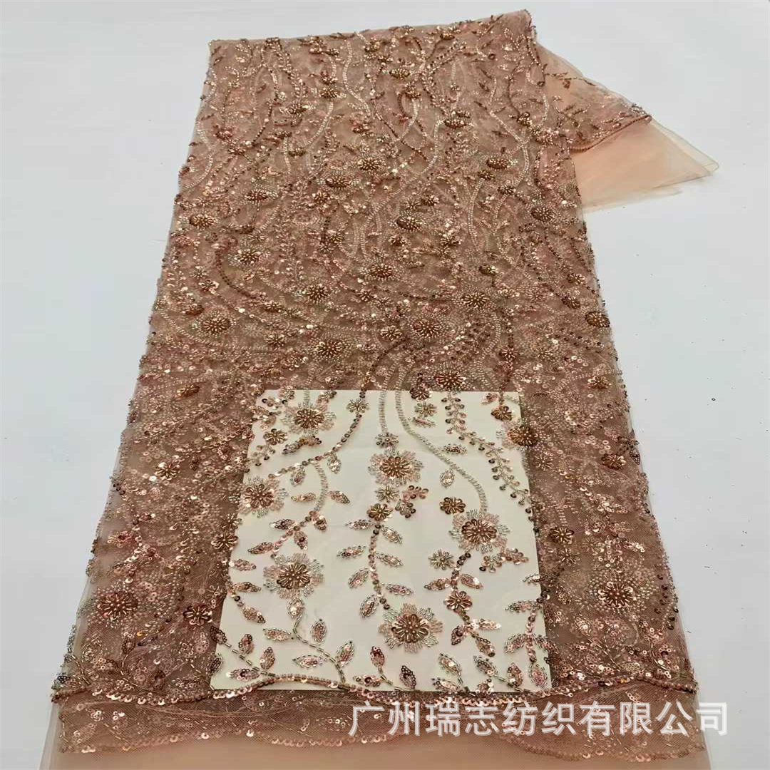 Picture of Full-Width Sequin Embroidered Fabric Lace Ethnic Lace Fashion Banquet Dress Fabric Embroidery Lace