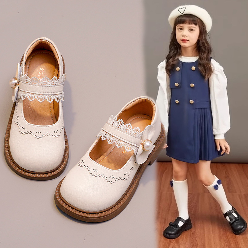 Girls' Shoes Genuine Leather Children's Princess Shoes Small Leather Shoes 2025 New Spring and Autumn Soft Sole British Single Shoes for Middle and Large Children