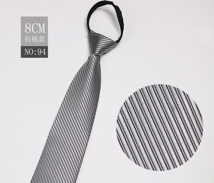 Picture of Factory Black Men's Tie Striped Blue Business Tie Lazy People Knot Free Zipper Tie in stock Wholesale