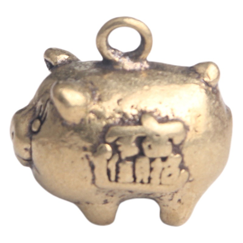 Pure brass old lucky pig keychain pendant cute cartoon zodiac pig pendant small copper wholesale
