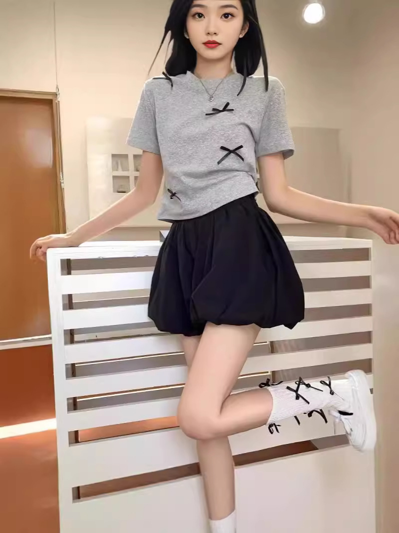 Autumn New Arrival Bud Shorts Women's Small Black High Waist Wide Leg Casual Pants Loose Slimming White Pants