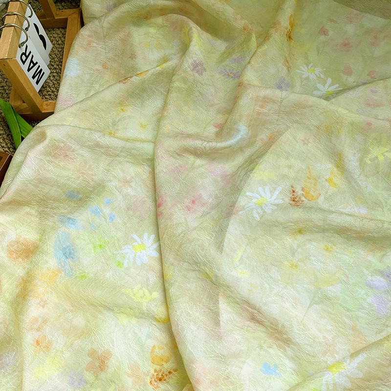 Floral Spring Color Tencel Jacquard Fabric New Chinese Style Hanfu Cheongsam Dress Fabric 1.5m Width