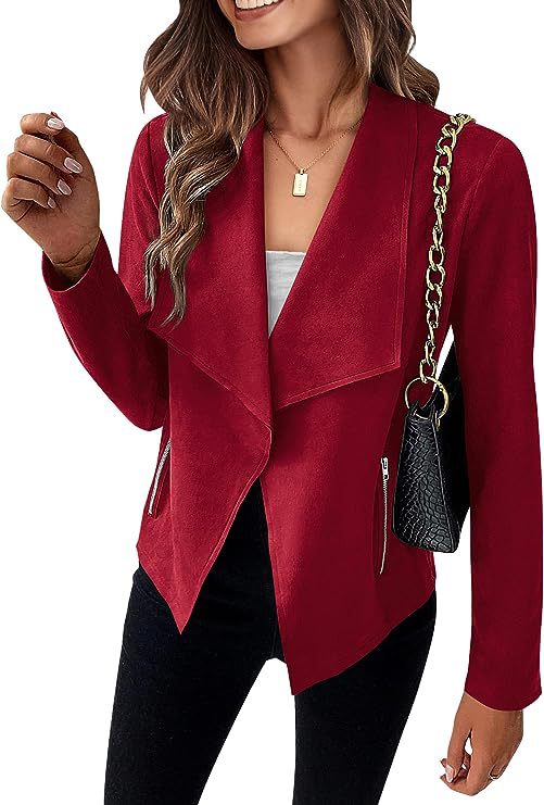 Picture of in stock Amazon 2024 autumn and winter new European and American fashion casual suede short suit zipper pocket coat
