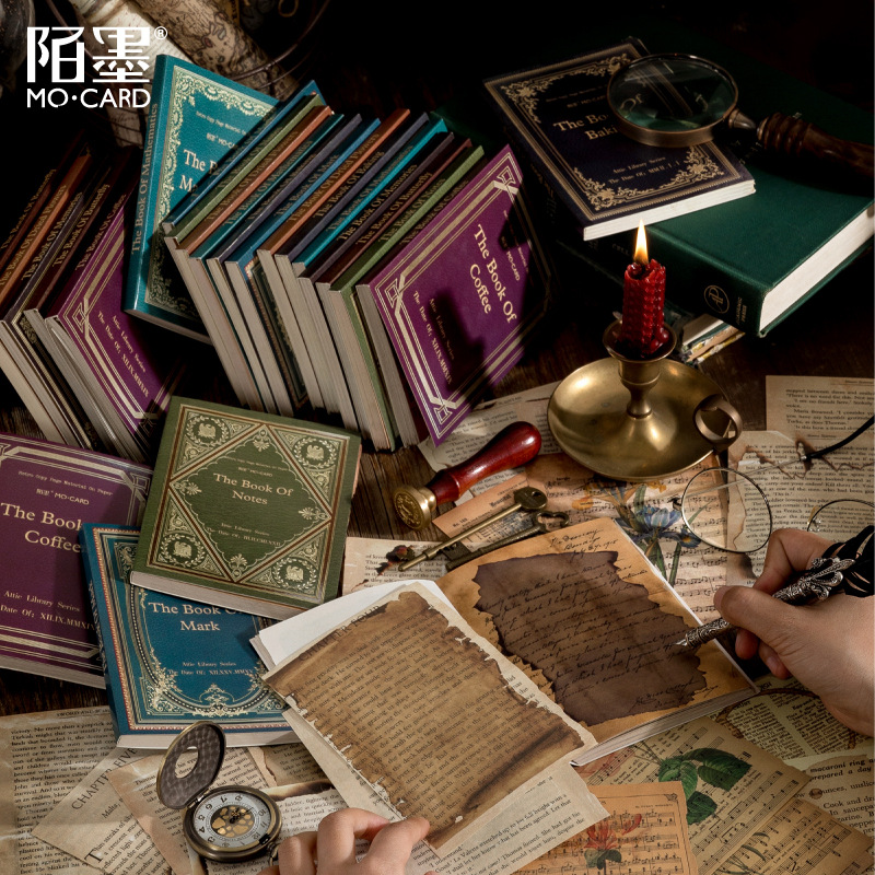 Momo Light Paper Material Book Loft Library Series Retro Handbook DIY Collage Base Paper 60 Sheets 8 Styles