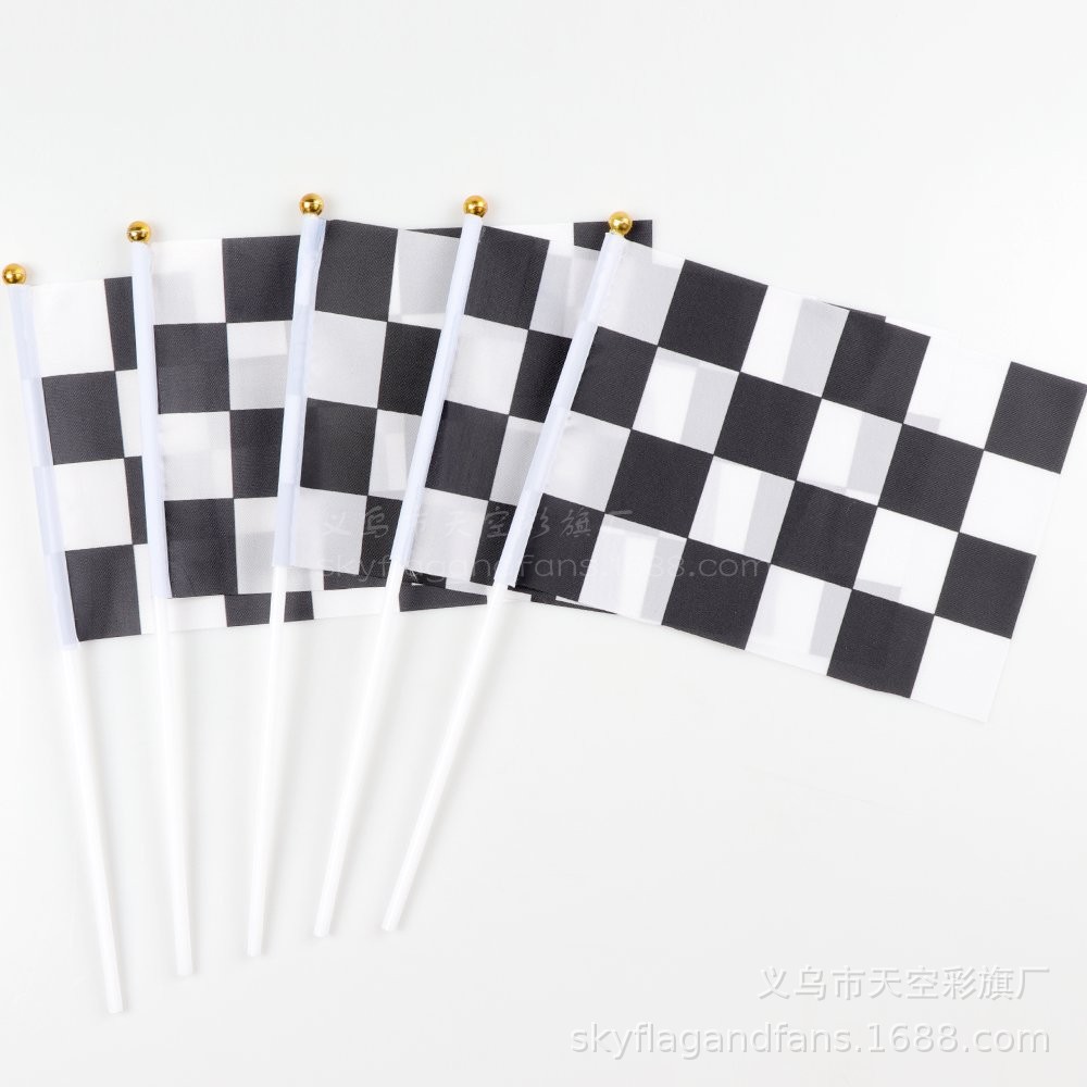 In stock F1 racing flag No. 8 black and white plaid racing hand Flag black and white plaid racing flag black and white plaid end flag