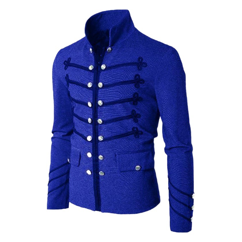 Wish Amazon eBay Foreign Trade Embroidered Double Row Button Solid Color Men's Jacket Cardigan Long Sleeve Performance Clothing