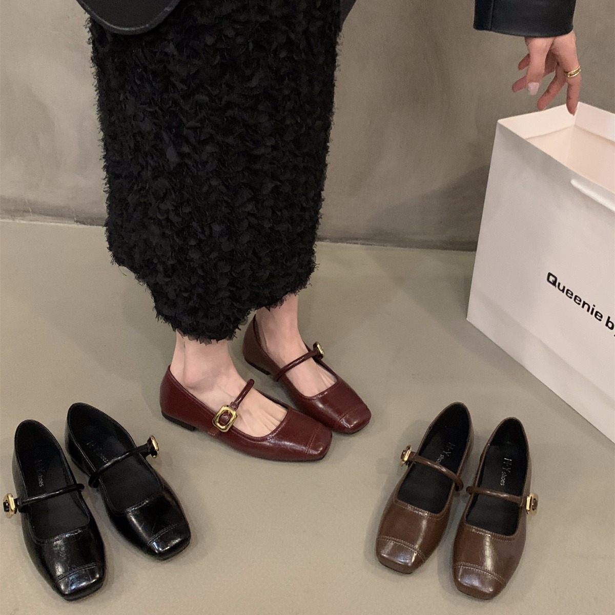 Flat Mary Jane Black Single Shoes Women's Shoes 2023 New French Red Late Breeze Gentle Mary Jane Shoes