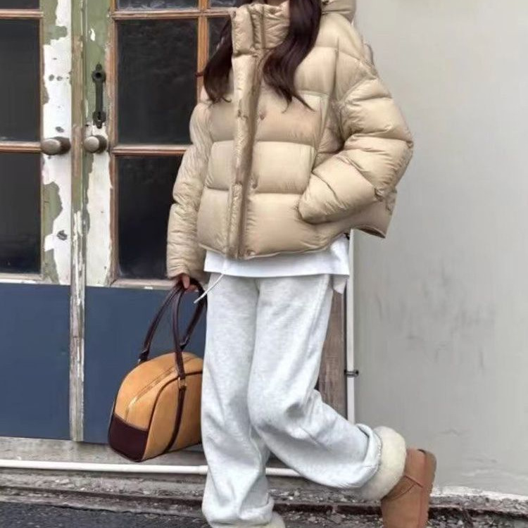 Picture of Super Nice Cotton Outwear for Women Milk Tea Color Short Bread Outwear for Small People 2025 New Fashion Hooded Cotton Outwear Trendy