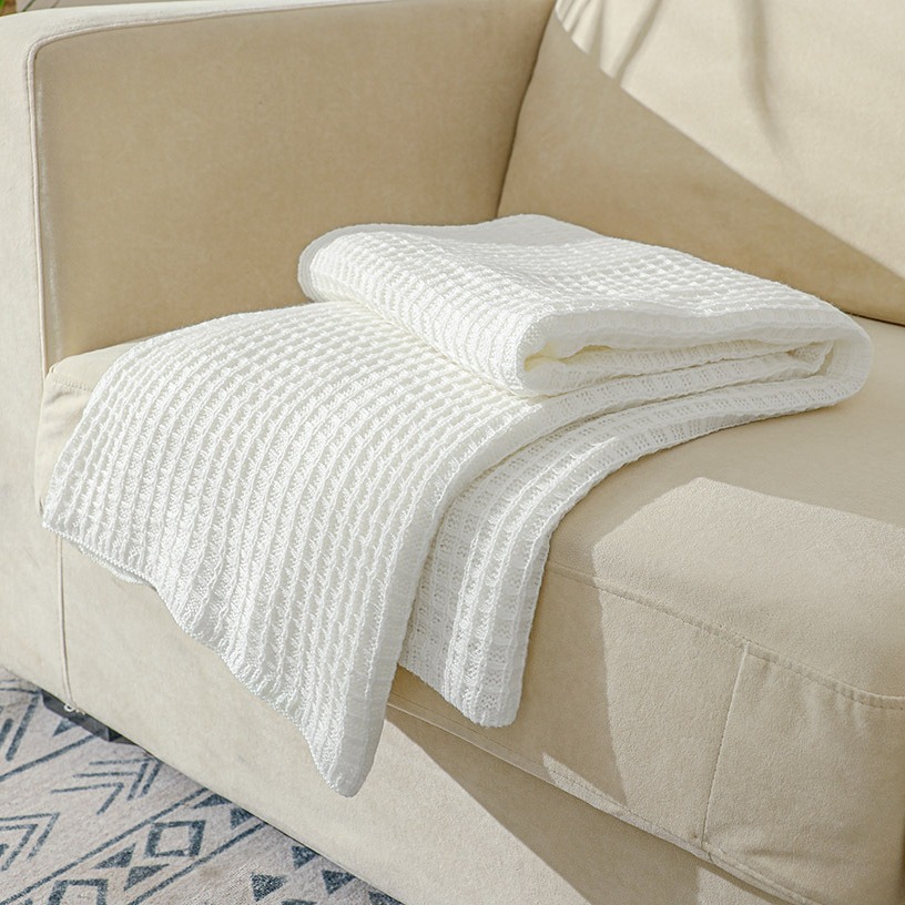 Picture of New Sofa Blanket Blanket Summer Knitted Blanket Office Nap Blanket Air Conditioning Blanket Waffle Blanket for Hair
