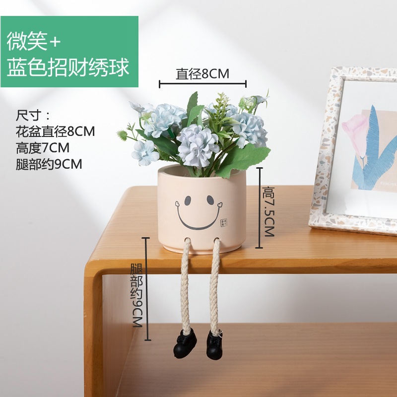 Picture of Creative Expression Hanging Feet Doll Ceramic Flower Pot Artificial Flower Potted Plant Green Plant Indoor Balcony Desktop Decoration Crafts