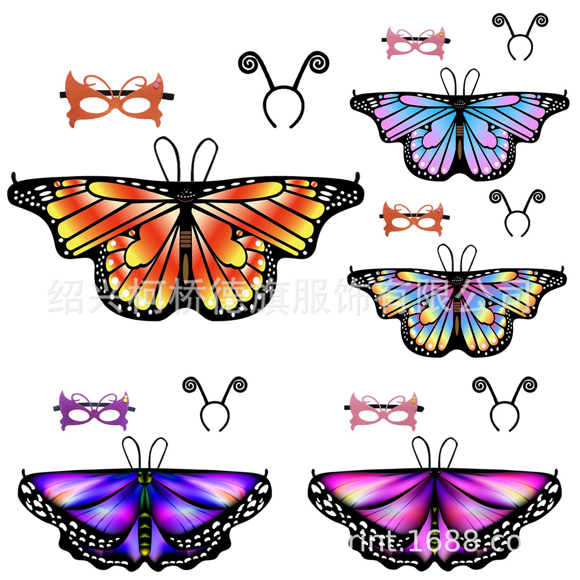 Butterfly Cloak Cross Border Halloween Cloak Children Small Butterfly Decoration Children Butterfly Silk Scarf Shawl Holiday Dress Up
