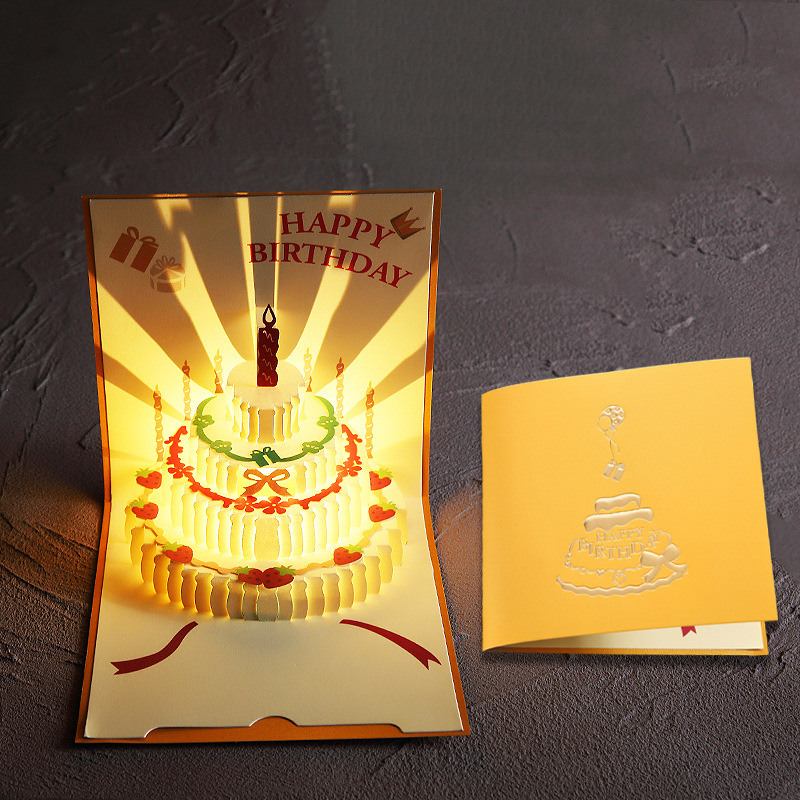 Picture of Cross-Border Stereo Birthday Greeting Card with Light Music 3D Greeting Card Ins Style Stereo Happy Birthday Greeting Card Manufacturer Wholesale